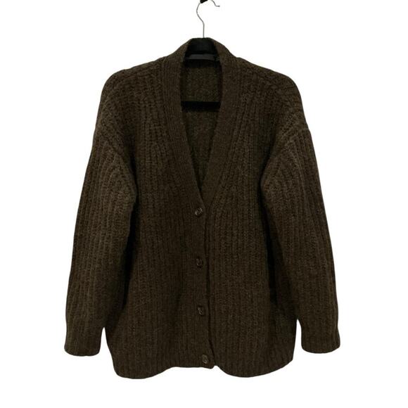 Jenni Kayne Cocoon Cardigan Cocoa Brown Oversized Ribbed Knit Button Sweater XXS - Picture 2 of 15
